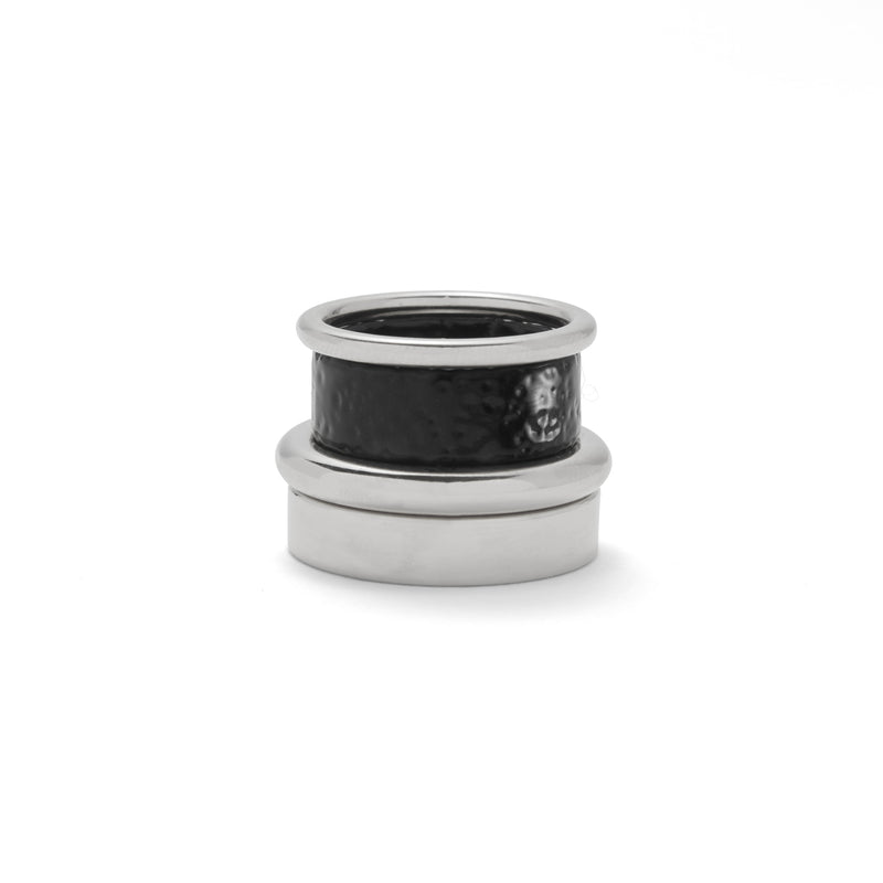 Lady Grey Jewelry Essential Ring Set in Rhodium and Black Pebble