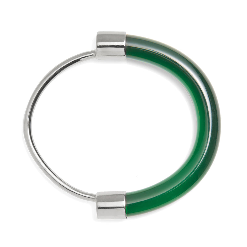 Fraction Bracelet in Rhodium and Emerald