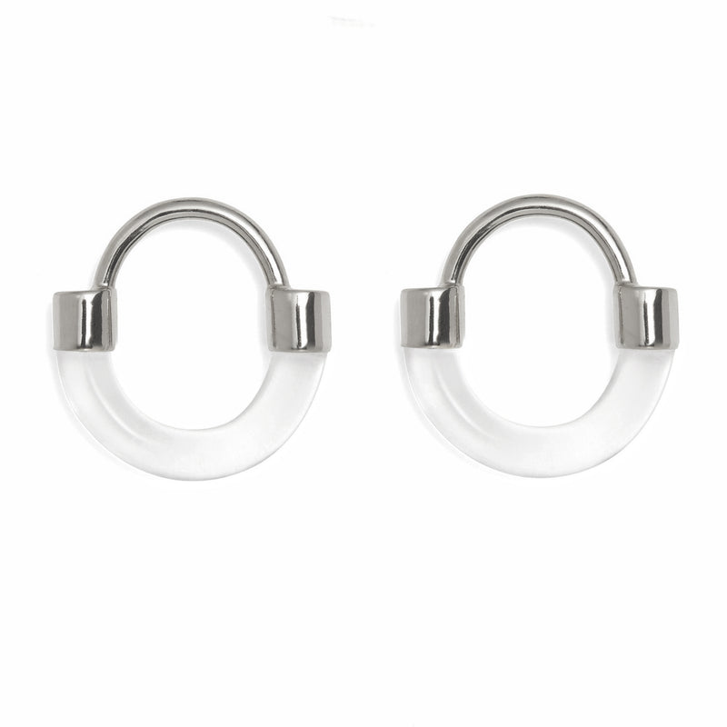 Lady Grey Jewelry Fraction Earring in Rhodium and Clear