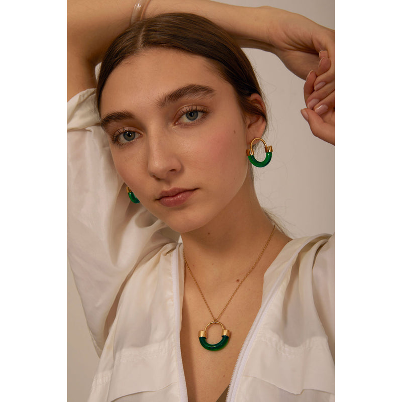 Fraction Earring in Gold and Emerald