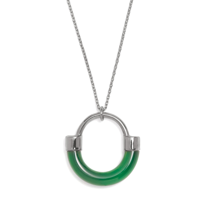Fraction Bracelet in Rhodium and Emerald