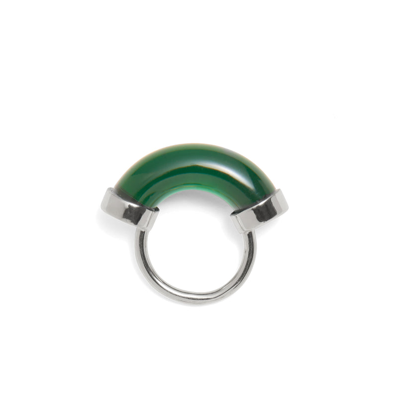 Lady Grey Jewelry Fraction Ring in Rhodium and Emerald 