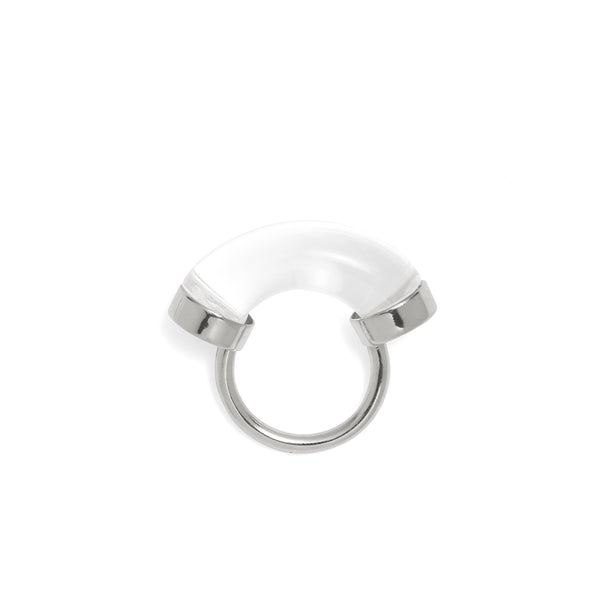 Lady Grey Jewelry Fraction Ring in Rhodium and Clear