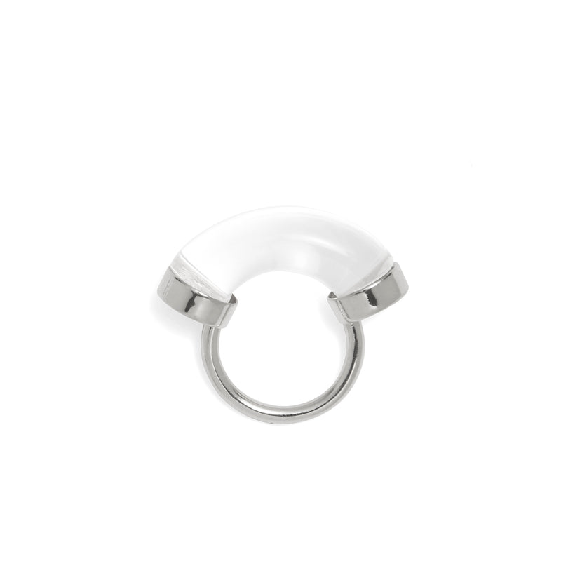 Lady Grey Jewelry Fraction Ring in Rhodium and Clear
