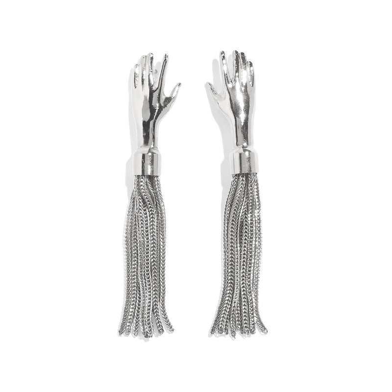 Lady Grey Jewelry Hand Tassel Earring in Silver