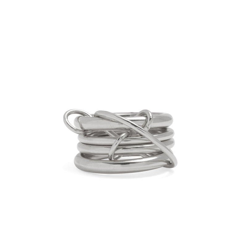 Lady Grey Jewelry Link Ring in Rhodium