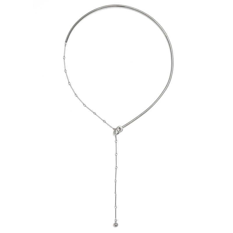 Lady Grey Lariat Collar in Rhodium