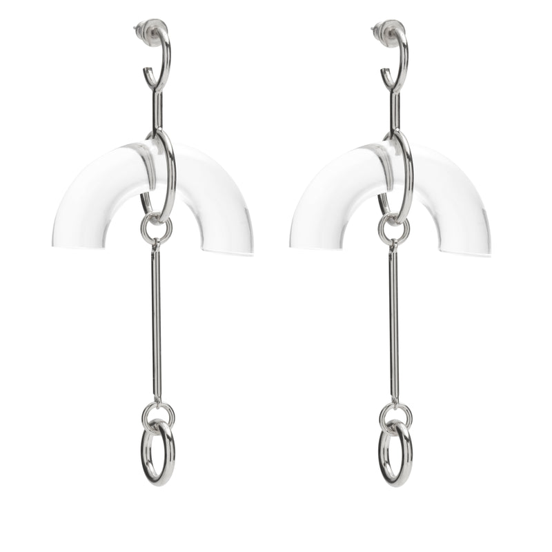 Lady Grey Jewelry Lucent Earring in Rhodium and Clear
