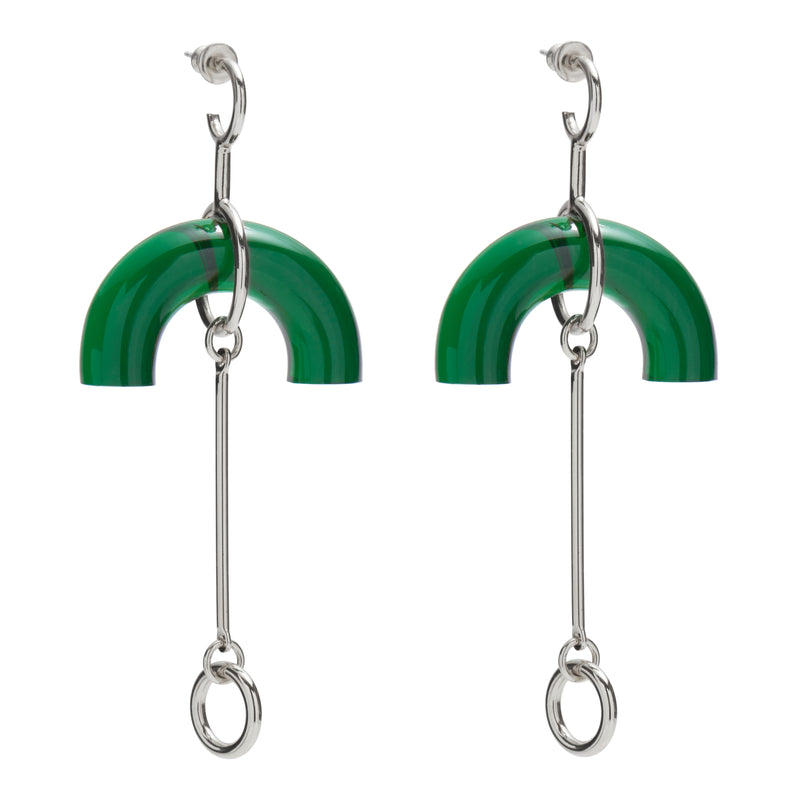 Lady Grey Jewelry Lucent Earring in Rhodium and Emerald 