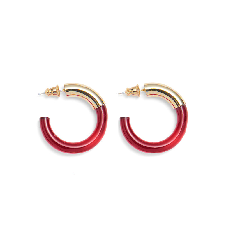 Mini Mirage Hoops in Gold and Red