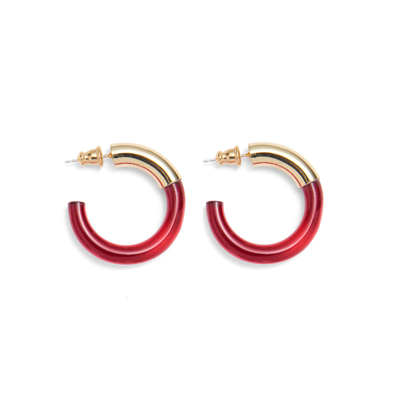 Mini Mirage Hoops in Gold and Red