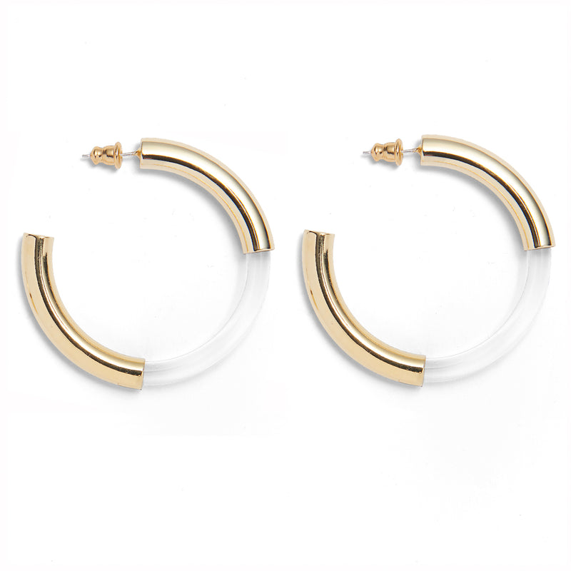 Lady Grey Jewelry Mirage Hoops in Gold and Clear