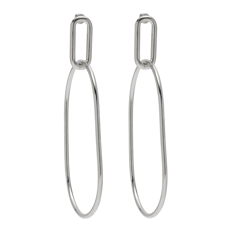 Lady Grey Jewelry Oval Link Hoops in Rhodium