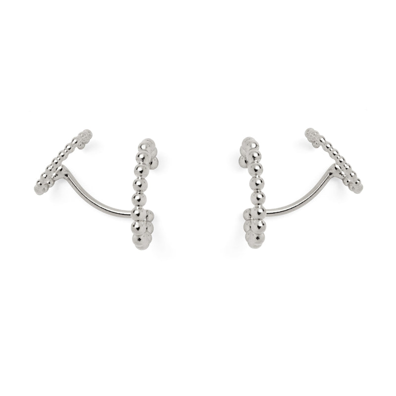 Lady Grey Jewelry Double Pearled Ear Cuff in Silver