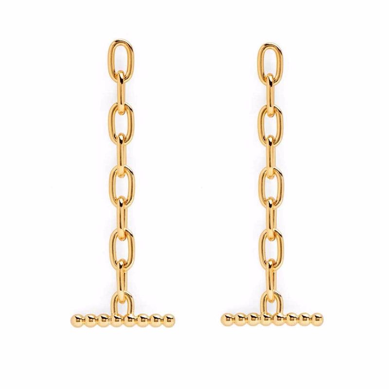 Lady Grey Jewelry Pearled Toggle Earrings in Gold
