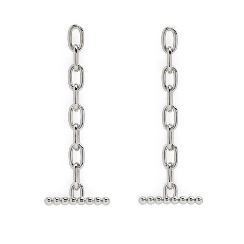 Lady Grey Jewelry Pearled Toggle Earring in Silver
