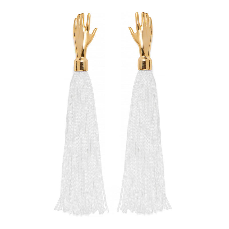 Lady Grey Jewelry Hand Silk Tassel Earring in Gold