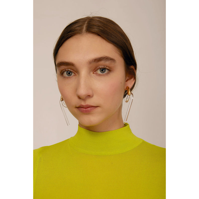 Spiral Lucite Earrings in Gold and Emerald