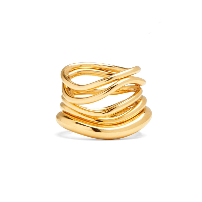 Lady Grey Jewelry Wave Ring Set Gold