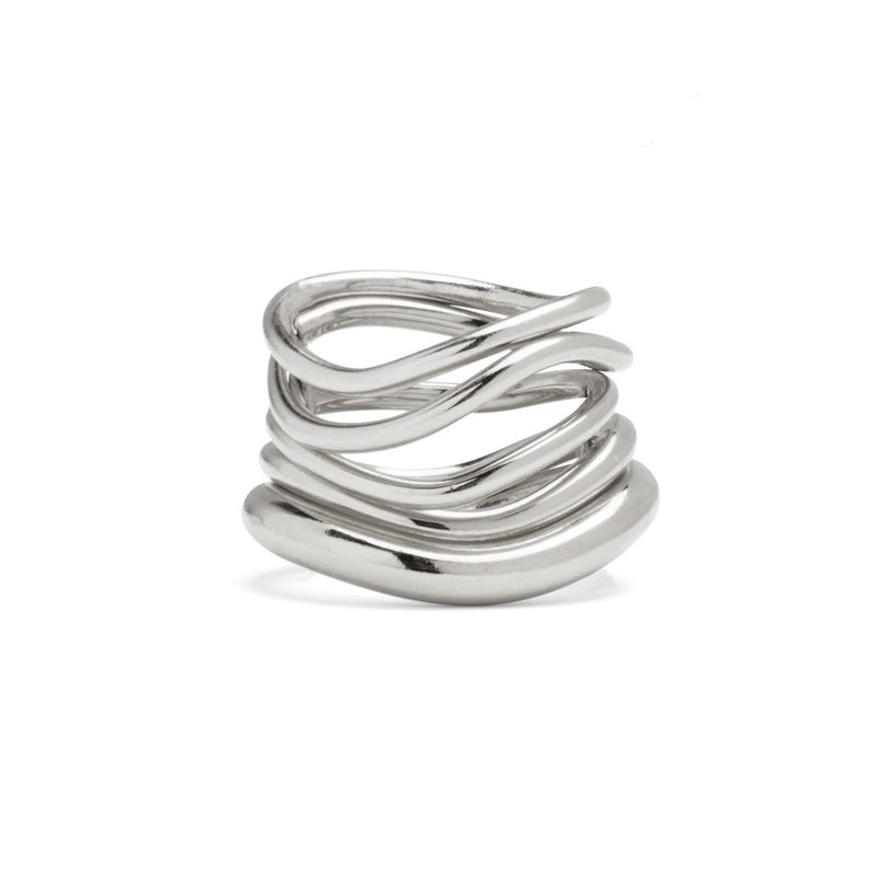 Lady Grey Jewelry Wave Ring Set Silver