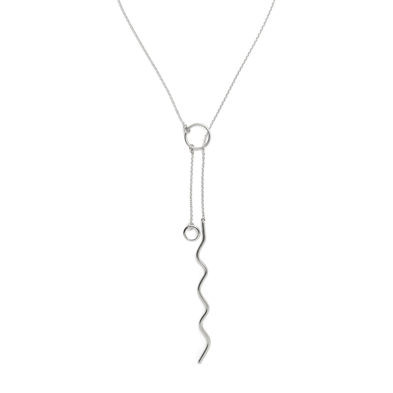 Zig Lariat in Rhodium