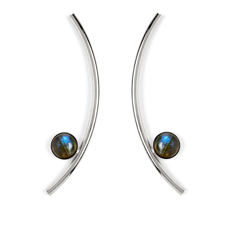 Lady Grey Labradorite Arc Earrings in Silver