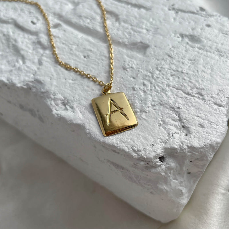 Scrawled Initial Pendant in Gold A