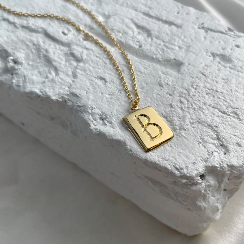 Cz Gold Initial Alphabet Letter B Necklace Pendant Chain – ZIVOM