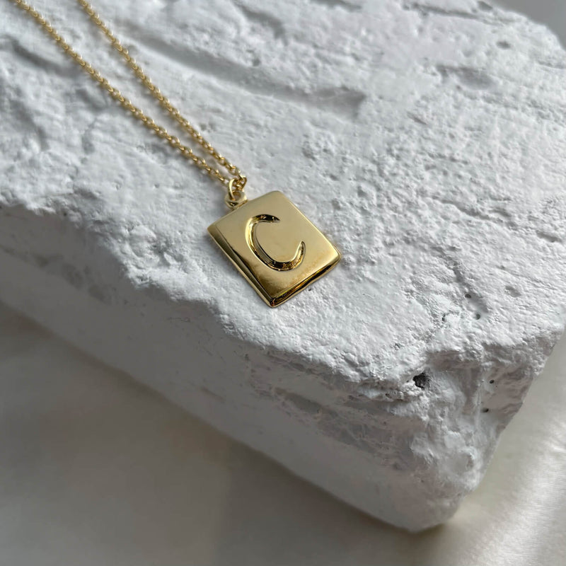 Scrawled Initial Pendant in Gold C