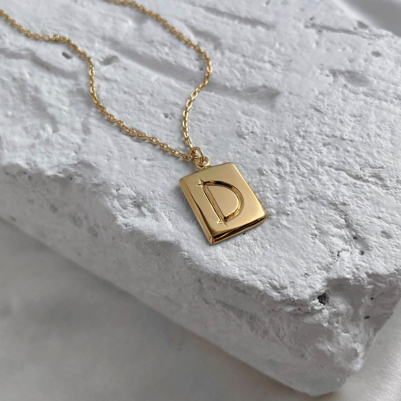 Scrawled Initial Pendant in Gold D