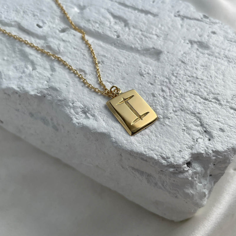 Scrawled Initial Pendant in Gold I