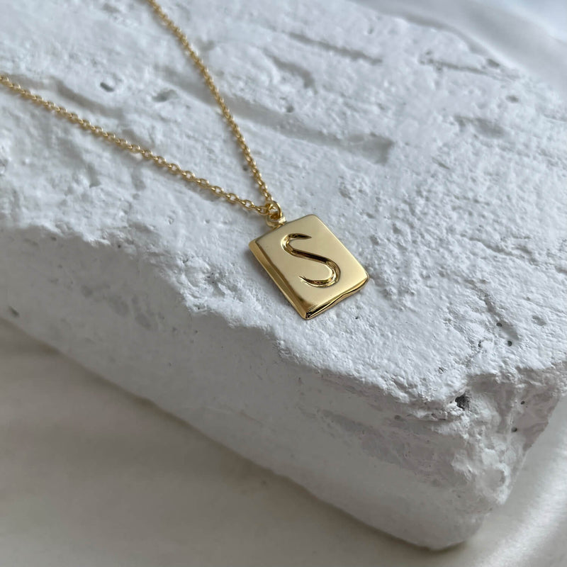 S Gold Initial Pendant Necklace