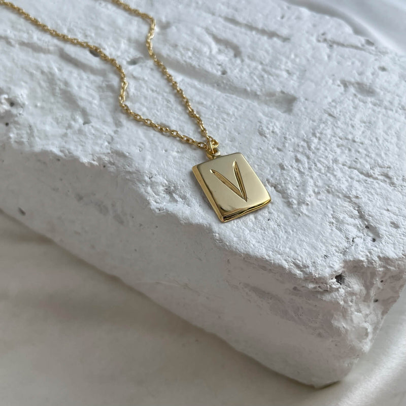  Scrawled Initial Pendant in Gold V