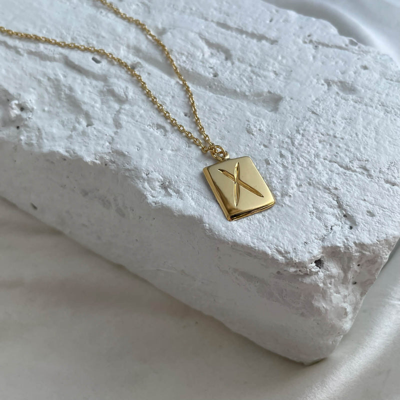 Scrawled Initial Pendant in Gold X