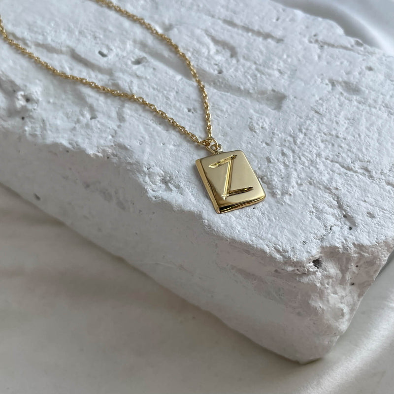 Scrawled Initial Pendant in Gold A Z Lady Grey