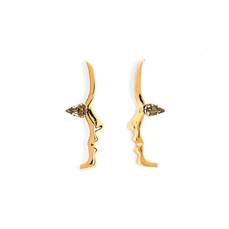 Lady Grey Jewelry Mini Crystal Silhouette Studs in Gold