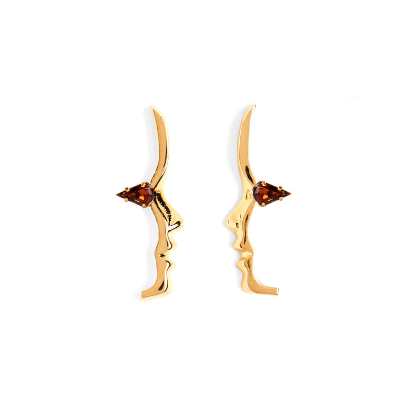 Lady Grey Jewelry Mini Smoky Topaz Silhouette Studs