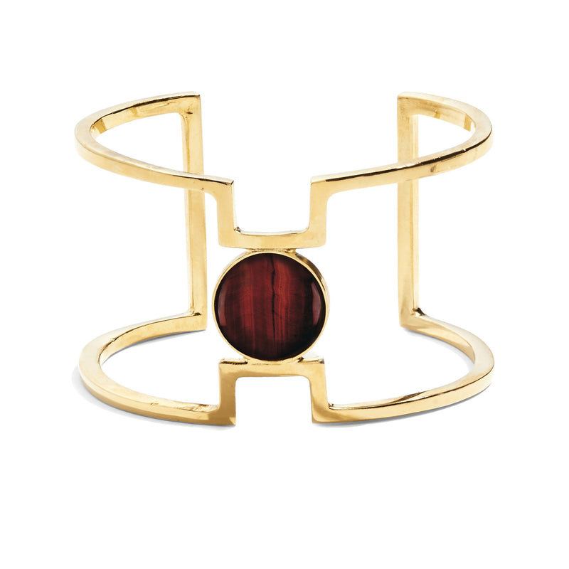 Lady Grey Jewelry Notch Cuff with Red Tiger Eye