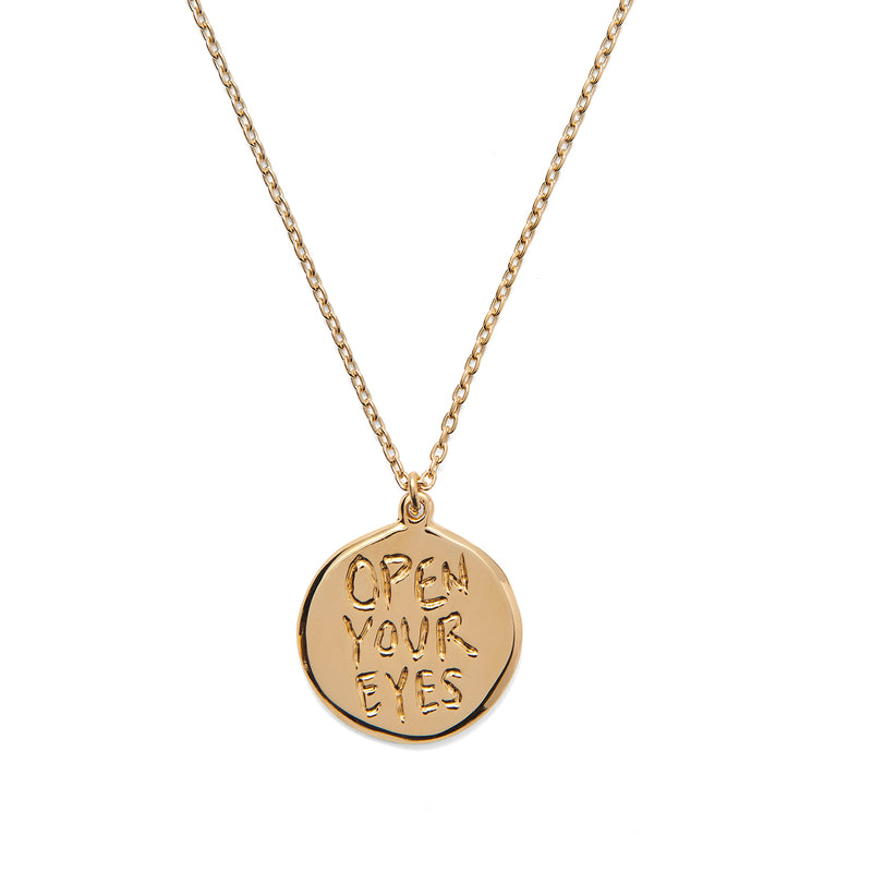 Open/Close Your Eyes Pendant in Gold