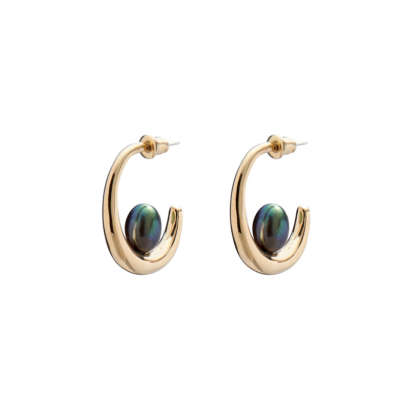 Pearl Lair Hoops in Gold