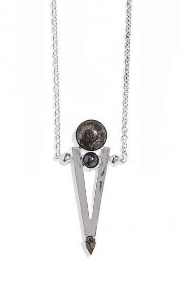 Perspective Necklace Silver Pyrite Hematite Swarovski Crystal