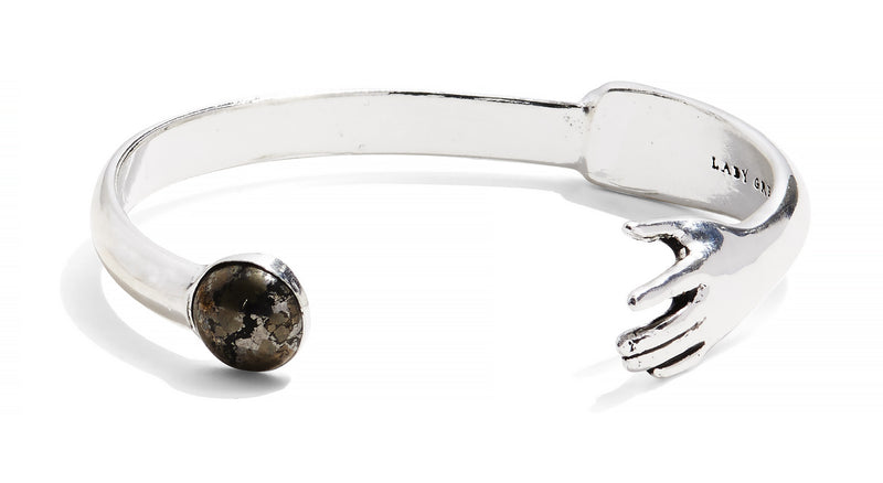 Reach Bangle in Silver with Pyrite