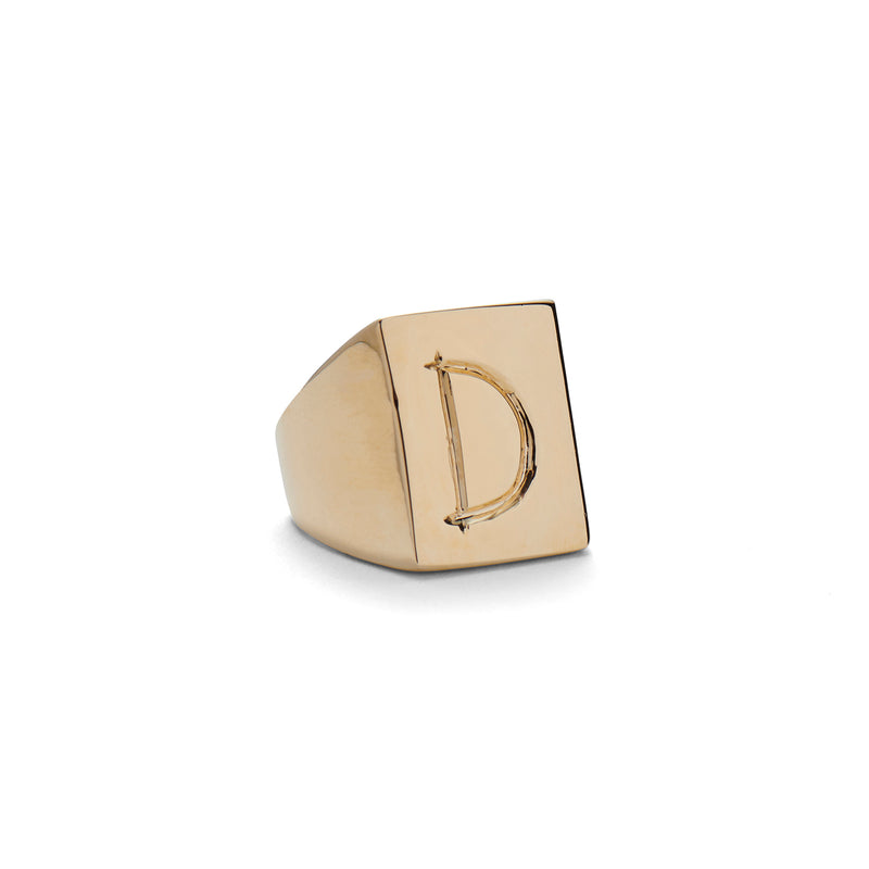 Scrawled Initial Ring in Gold (A-Z)