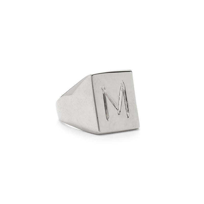 Scrawled Initial Ring in Silver