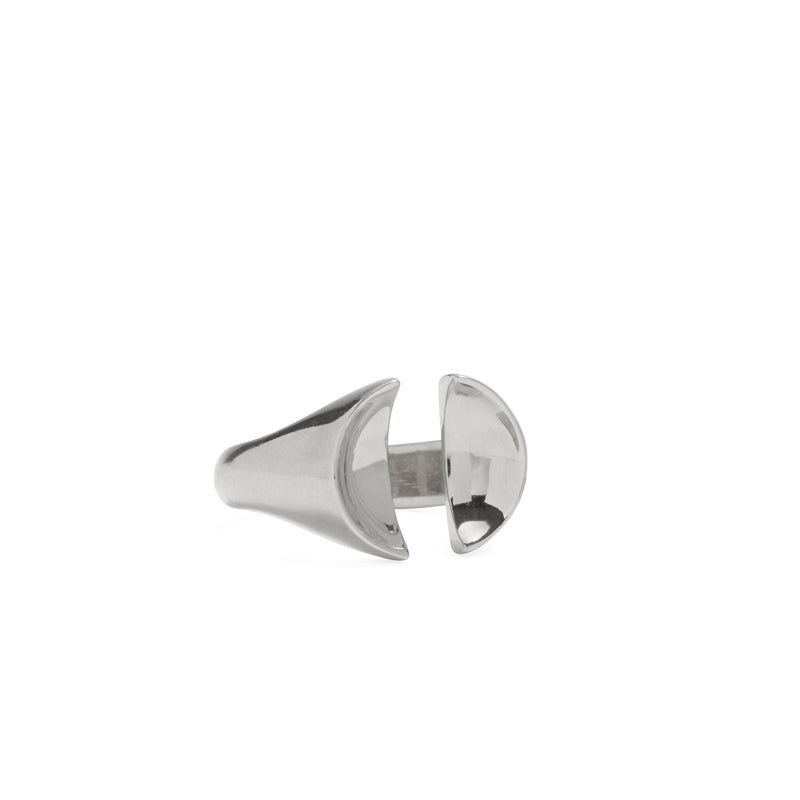Lady Grey Jewelry Split Signet Ring in Rhodium