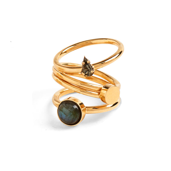 Lady Grey Jewelry Wrap Ring with Stones in Gold