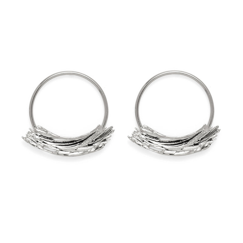 Lady Grey Jewelry Brushstroke Hoops in Rhodium