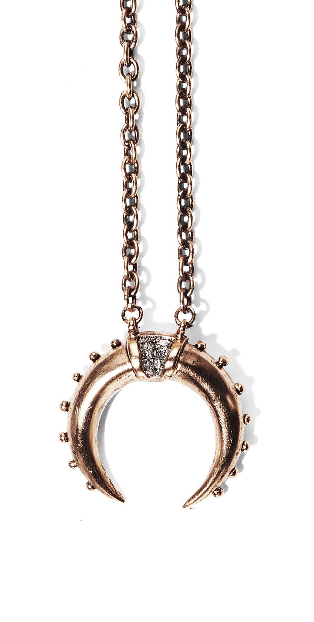 Crescent Necklace in Rose Gold with Bismuth