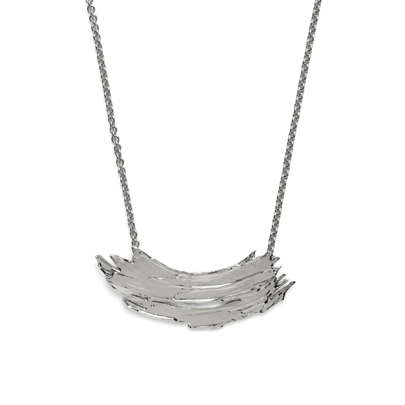 Lady Grey Jewelry Large Brushstroke Necklace in Rhodium