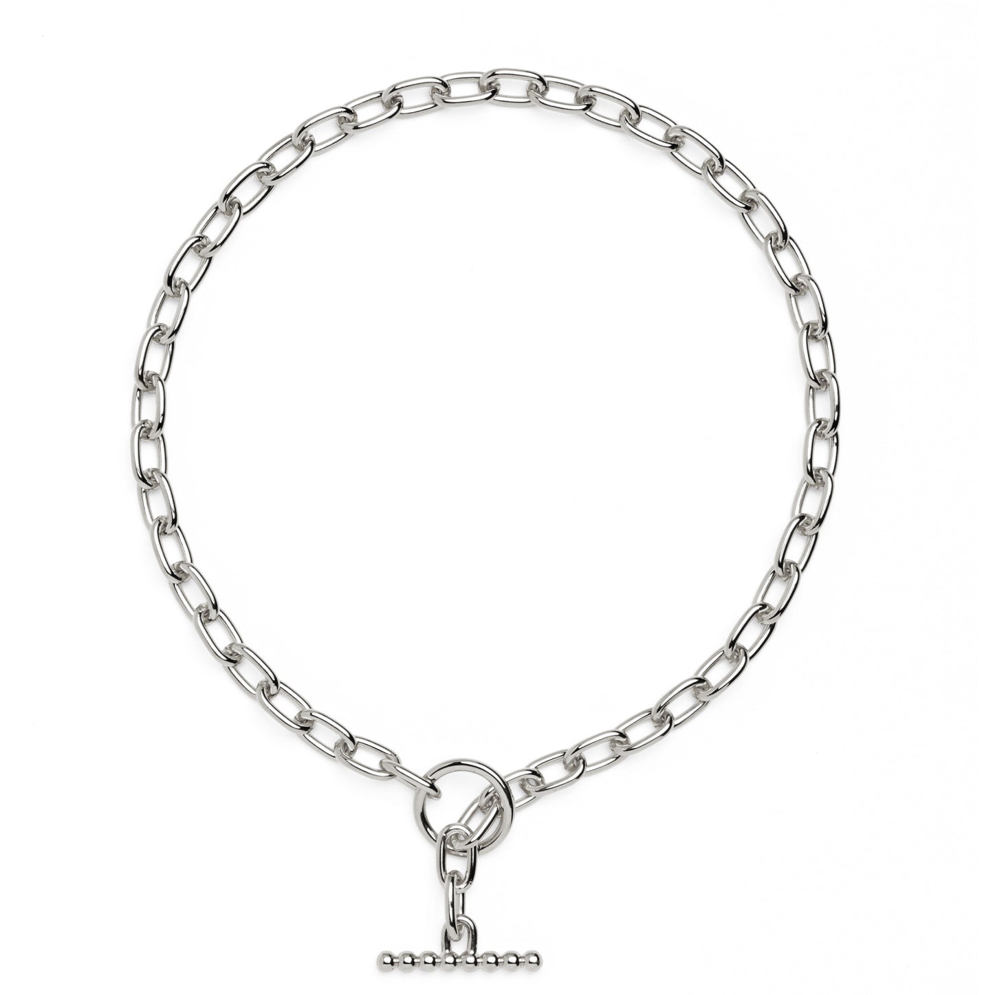 Pearled Toggle Necklace in Silver